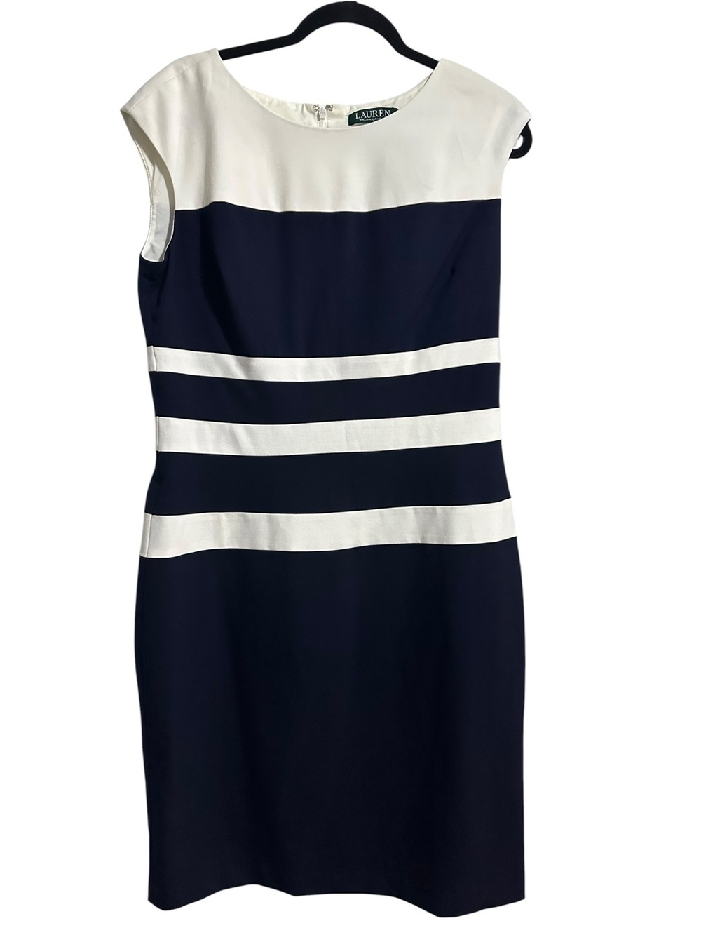 Lauren Ralph Lauren Navy and White Striped Sheath Dress size 12